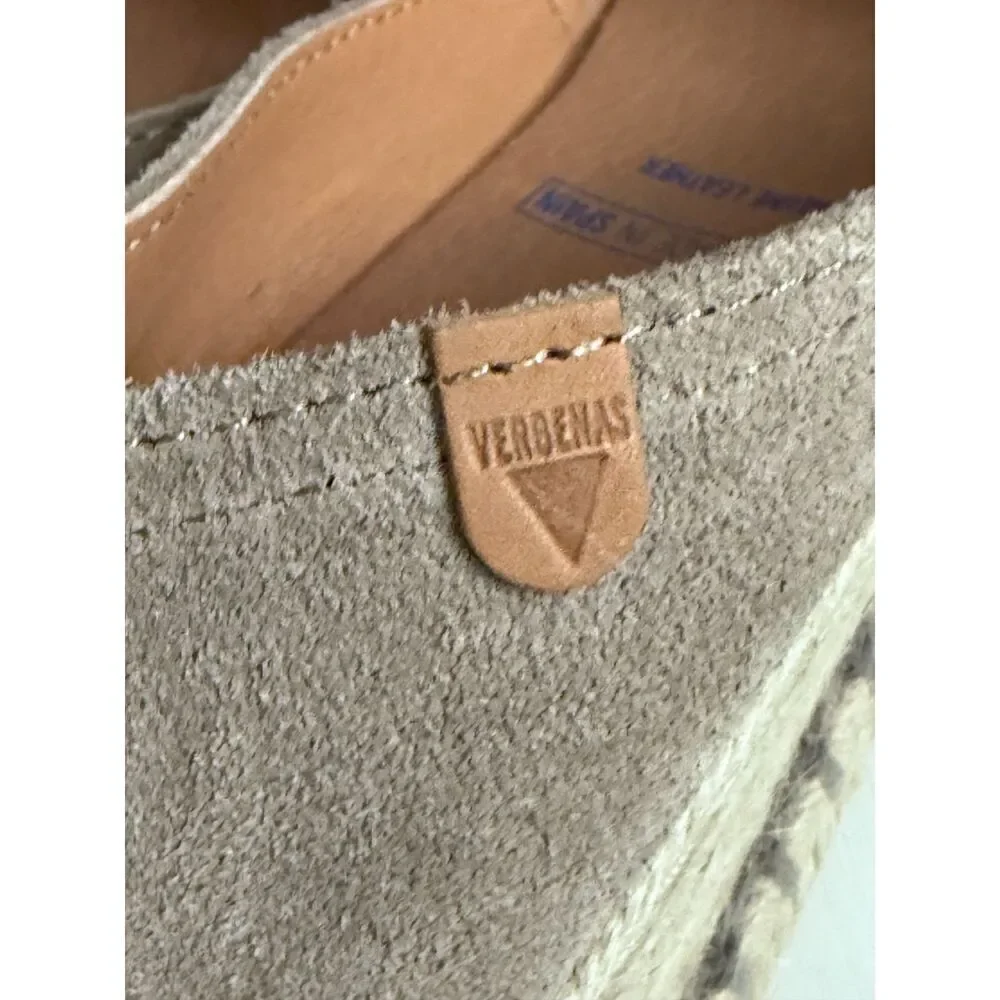 Verbenas Made in Spain Mamen Wedge Espadrilles in Stone Suede Womens 39/US7.5